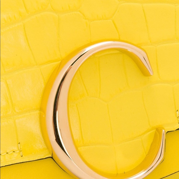 NEW CHLOÉ mini c crossbody bag purse yellow - Picture 4 of 6
